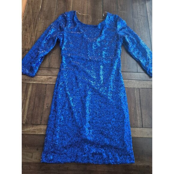 Crystal Doll Sparkly Blue Sequin Mini Dress size L - Picture 1 of 6
